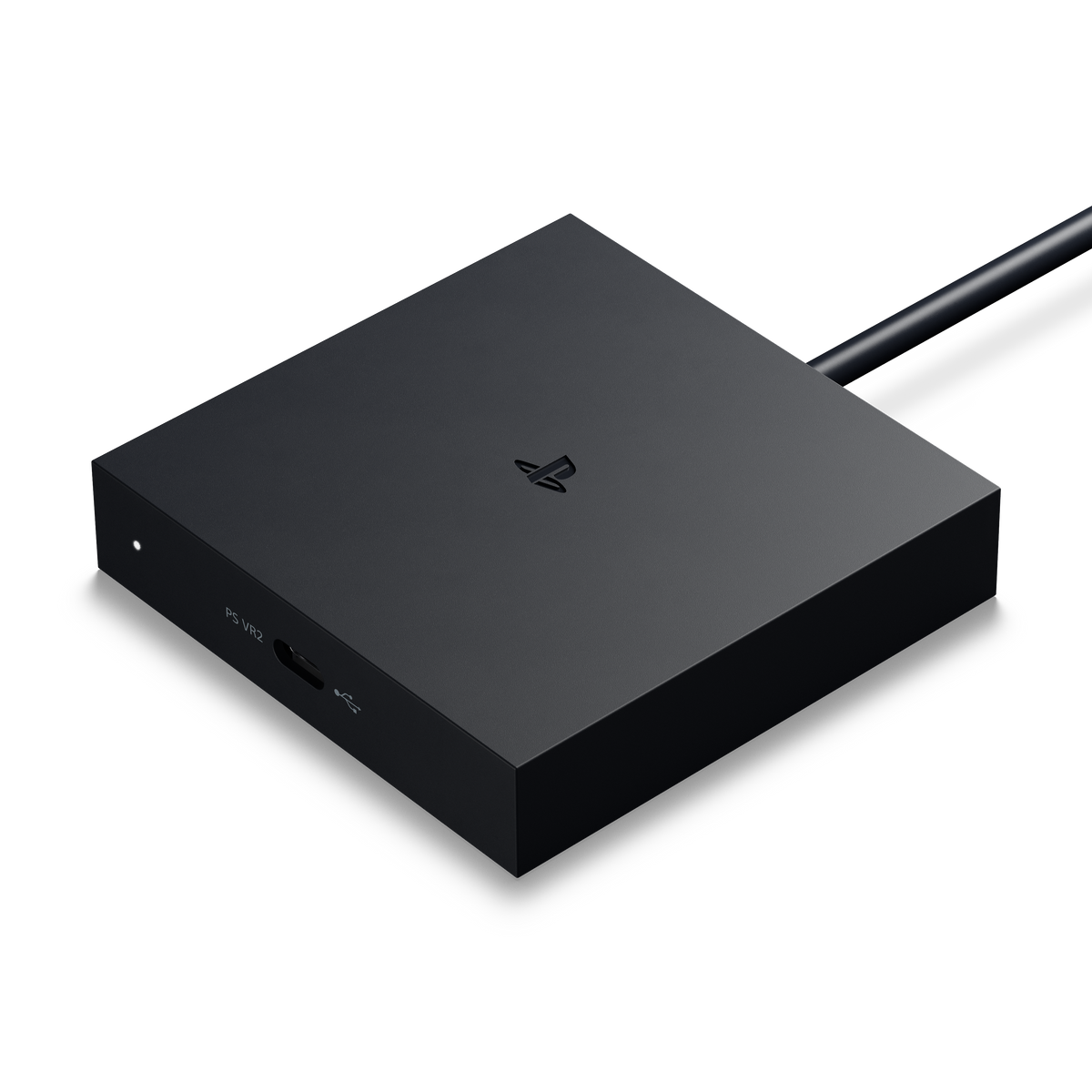 PlayStation VR2 PC Adaptor showing its front ports and attached cable.