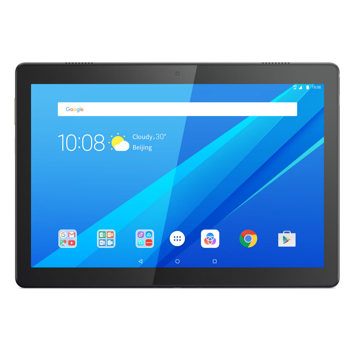 Lenovo Tab M10 HD tablet in Slate Black showing front and rear views