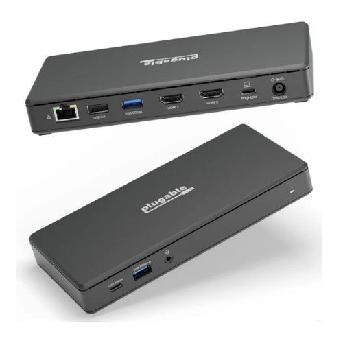 Plugable Technologies USB C Docking Station Dual Monitor 2 HDMI Ports, Power Delivery Dock, Dual 4K Monitor for Windows, ChromeOS, 1x USB-C, 3x USB, Ethernet, and Audio - Driverless (UD-MSTH2)