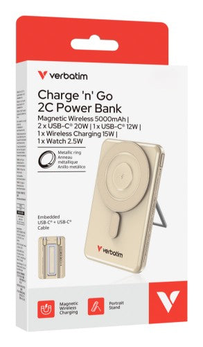 Verbatim Charge'n'G0 2C power Bank 5000 rnAh Gold