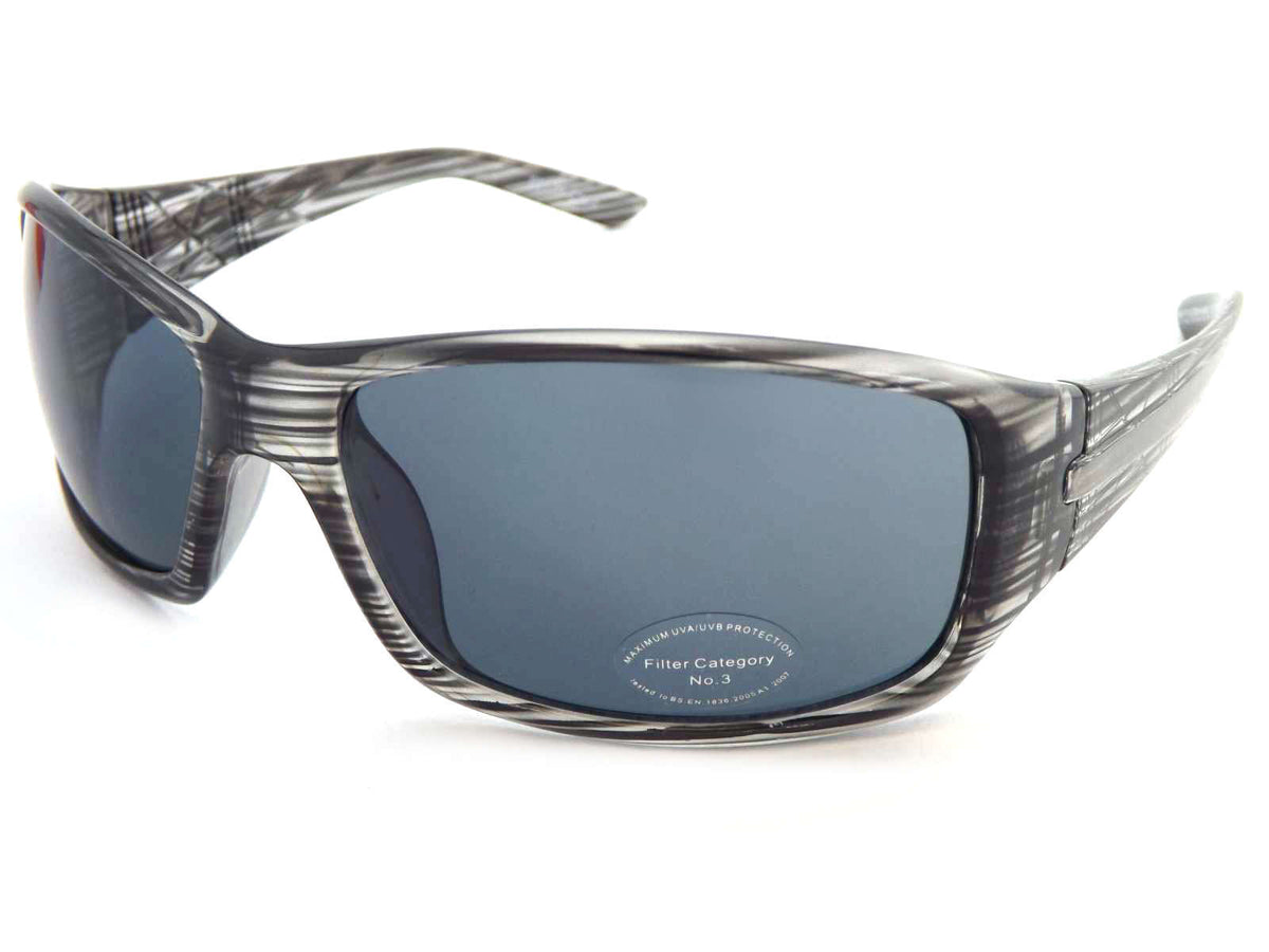 Stone Unisex Wraparound Sunglasses ST170 Crystal Line Grey with Dark Grey Lens