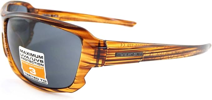 Stone Sunglasses Wraparound Crystal Lined Brown with Dark Grey Lenses ST171