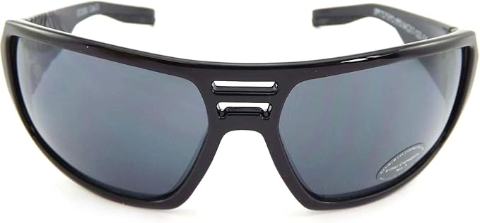 Stone Wrap Sunglasses Polished Black with Gunmetal and Dark Grey CAT.3 Lens ST200