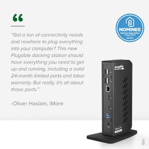 Plugable Technologies UD-3900Z Docking USB 3.2 Gen 1 (3.1 Gen 1) Type-C Black