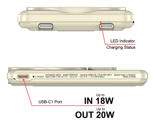 Verbatim Charge'n'G0 2C power Bank 5000 rnAh Gold
