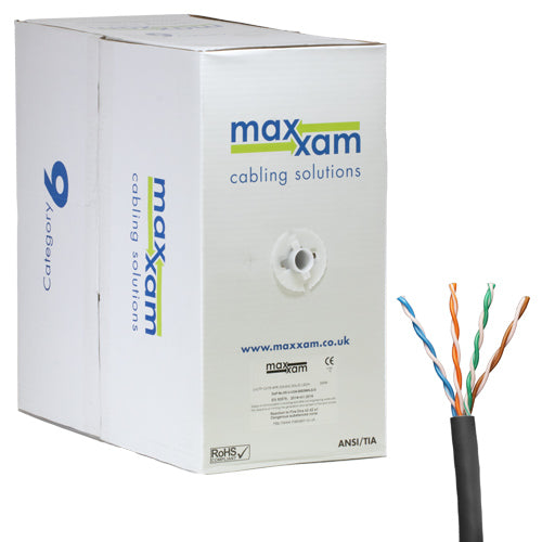 Cablenet Cat6 Black U/UTP LSOH 23AWG Solid CPR Dca Cable 305m Reelex Box