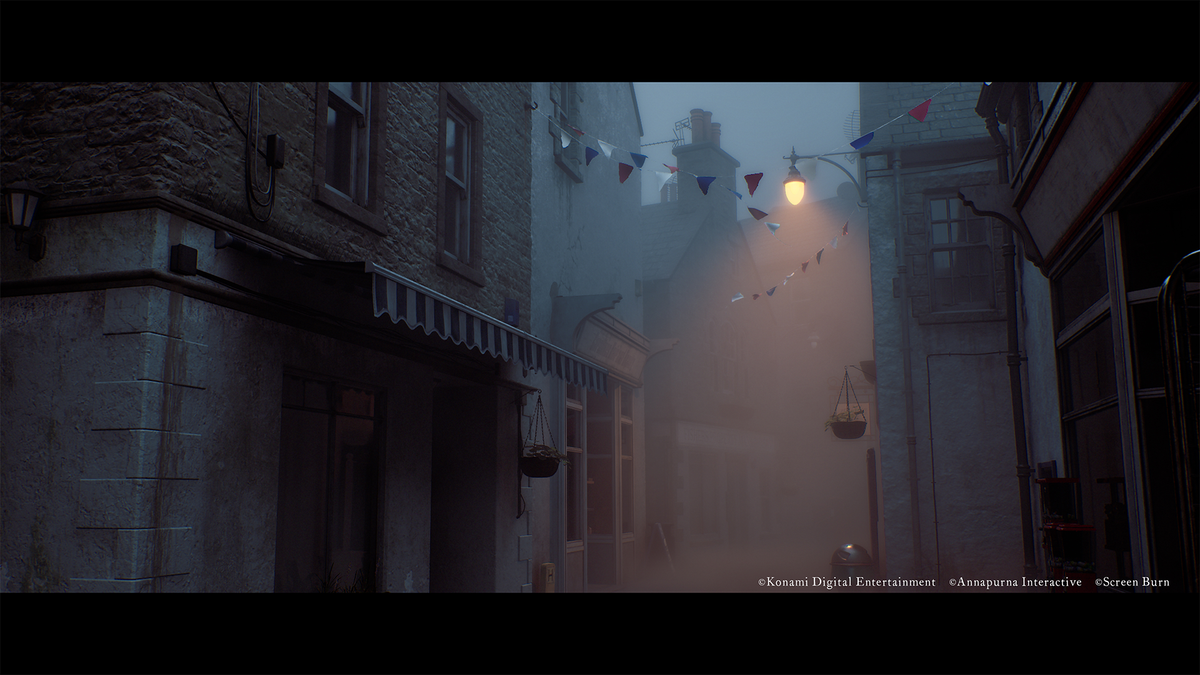 SILENT HILL: Townfall gameplay screenshot showing a dark interior in St. Amelia