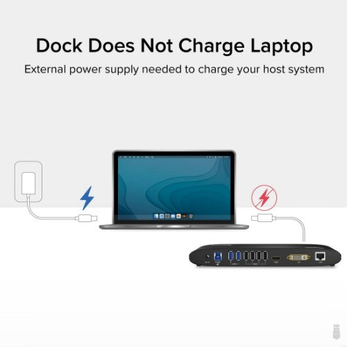 Plugable Technologies USB 3.0 Universal Laptop Docking Station for Windows and Mac (Dual Monitor: HDMI and DVI/HDMI/VGA, Gigabit Ethernet, Audio, 6 USB Ports) - Horizontal