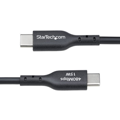 StarTech.com 6in (15cm) USB-A to USB-C Charging Cable, Charge & Sync, 3A, USB 2.0, TPE Jacket - Black USB Charging Cord