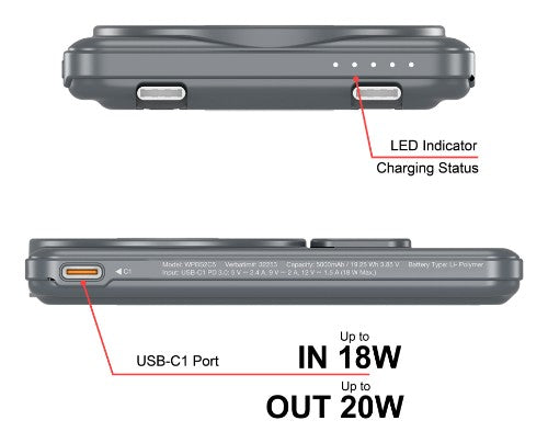 Verbatim Charge'n'Go 2C Power Bank 5000 mAh Grey