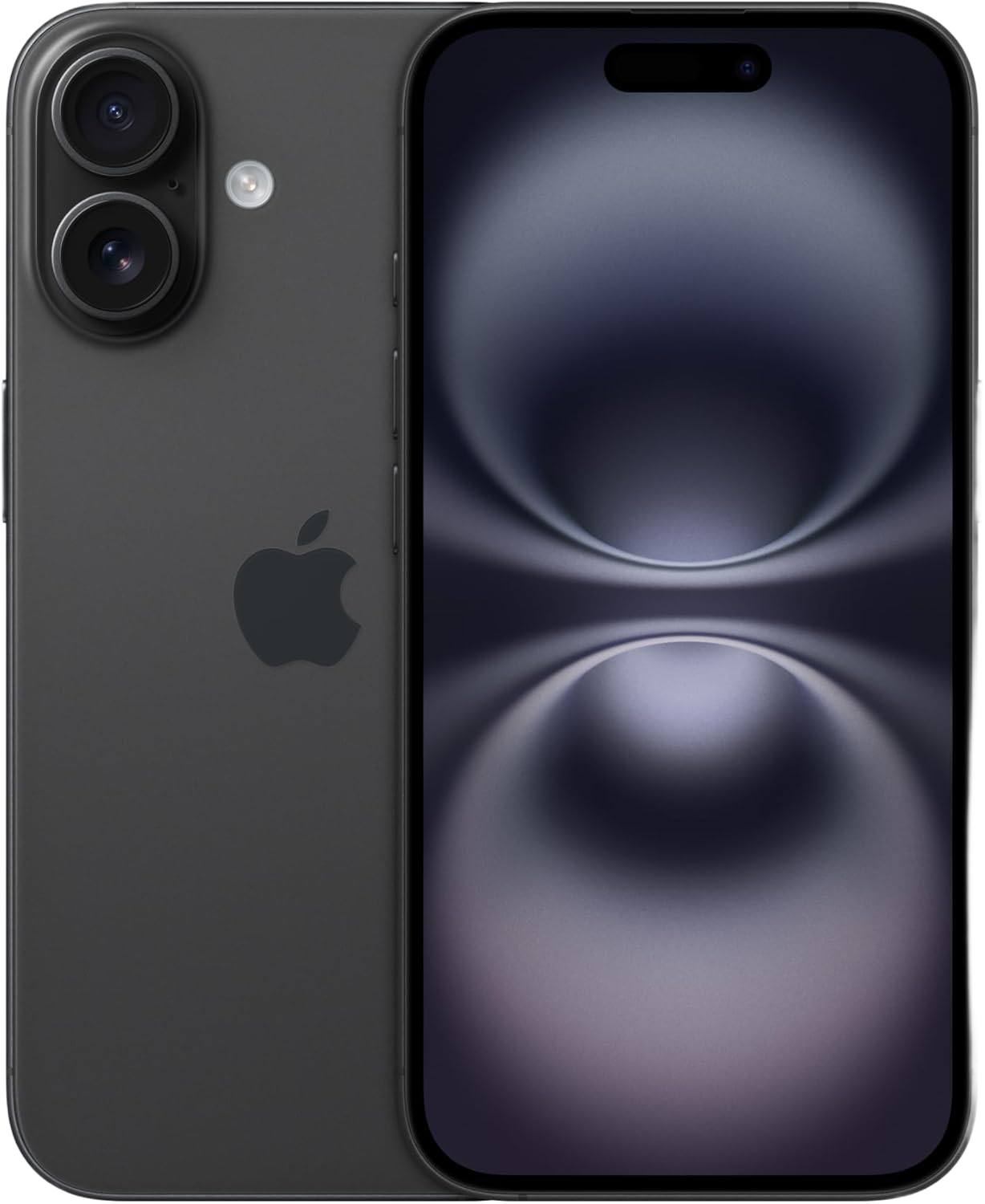 Black smartphone with Apple logo on a white background