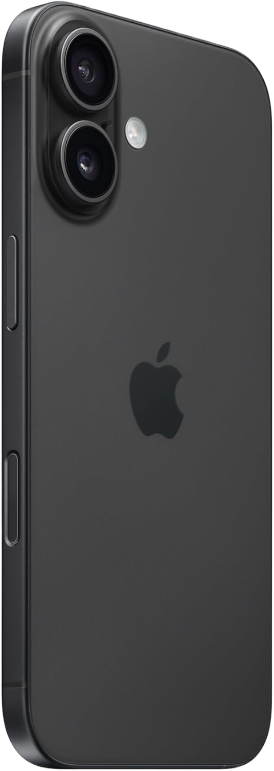 Black smartphone with Apple logo on a white background