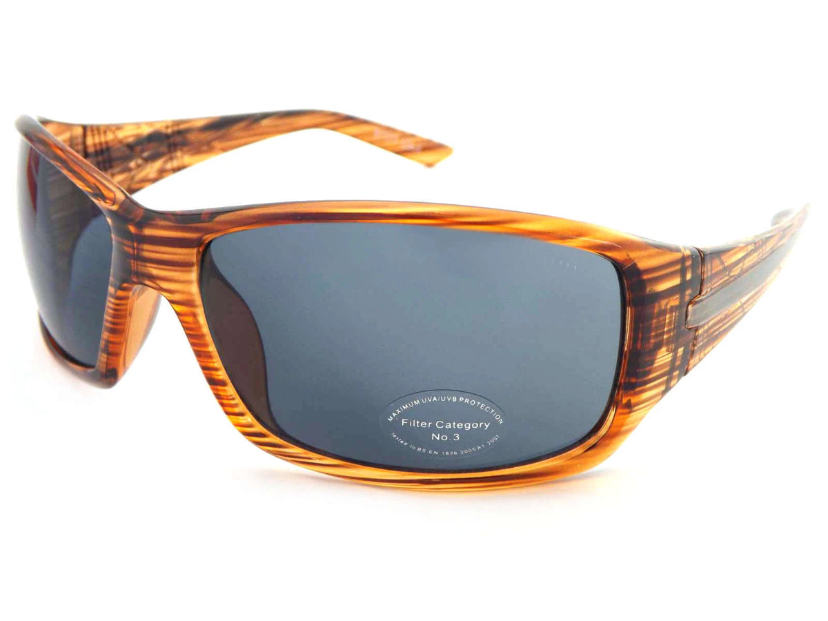 Stone Sunglasses Wraparound Crystal Lined Brown with Dark Grey Lenses ST171