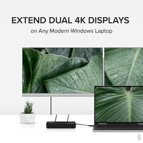 Plugable Technologies 4K DisplayPort and HDMI Dual Monitor Adapter for USB 3.0 and USB-C, Compatible with Windows