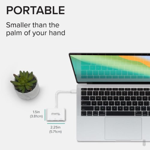 Plugable Technologies USB C to HDMI Multiport Adapter, Driverless 3-in-1 USB C Hub with 4K HDMI Output, USB 3.0 and USB-C Charging Port, Compatible with MacBook, Chromebook, Dell XPS, Thunderbolt 3 and More