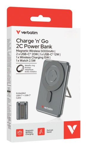 Verbatim Charge'n'Go 2C Power Bank 5000 mAh Grey