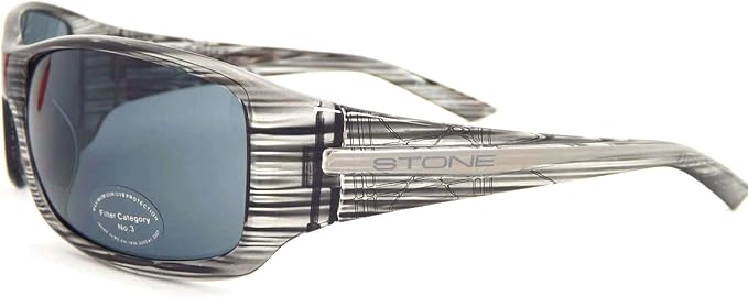 Stone Unisex Wraparound Sunglasses ST170 Crystal Line Grey with Dark Grey Lens