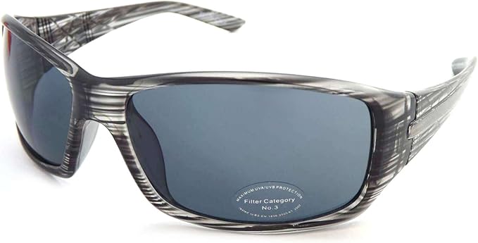 Stone Unisex Wraparound Sunglasses ST170 Crystal Line Grey with Dark Grey Lens