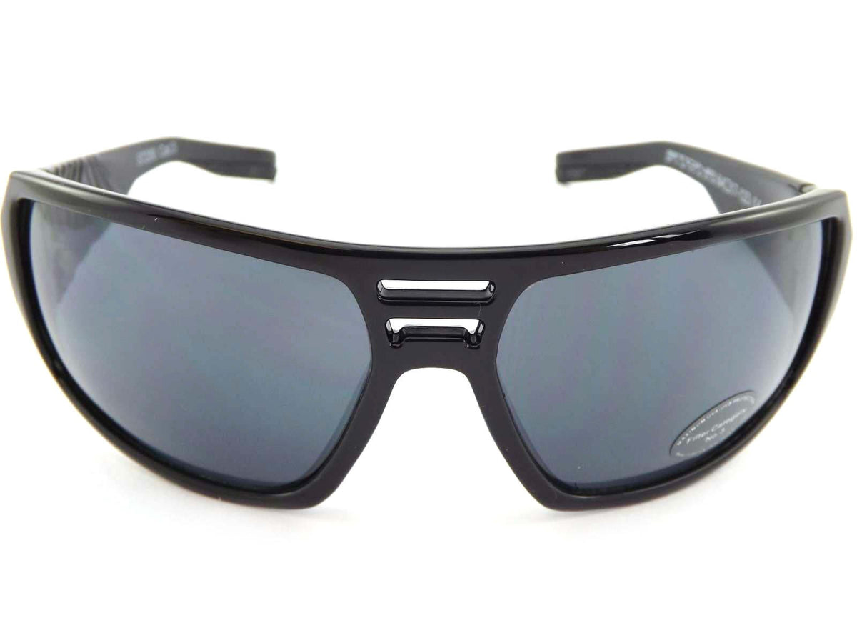 Stone Wrap Sunglasses Polished Black with Gunmetal and Dark Grey CAT.3 Lens ST200