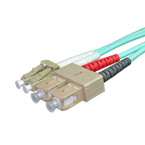 Cablenet 15m OM3 50/125 LC-SC Duplex Aqua LSOH Fibre Patch Lead