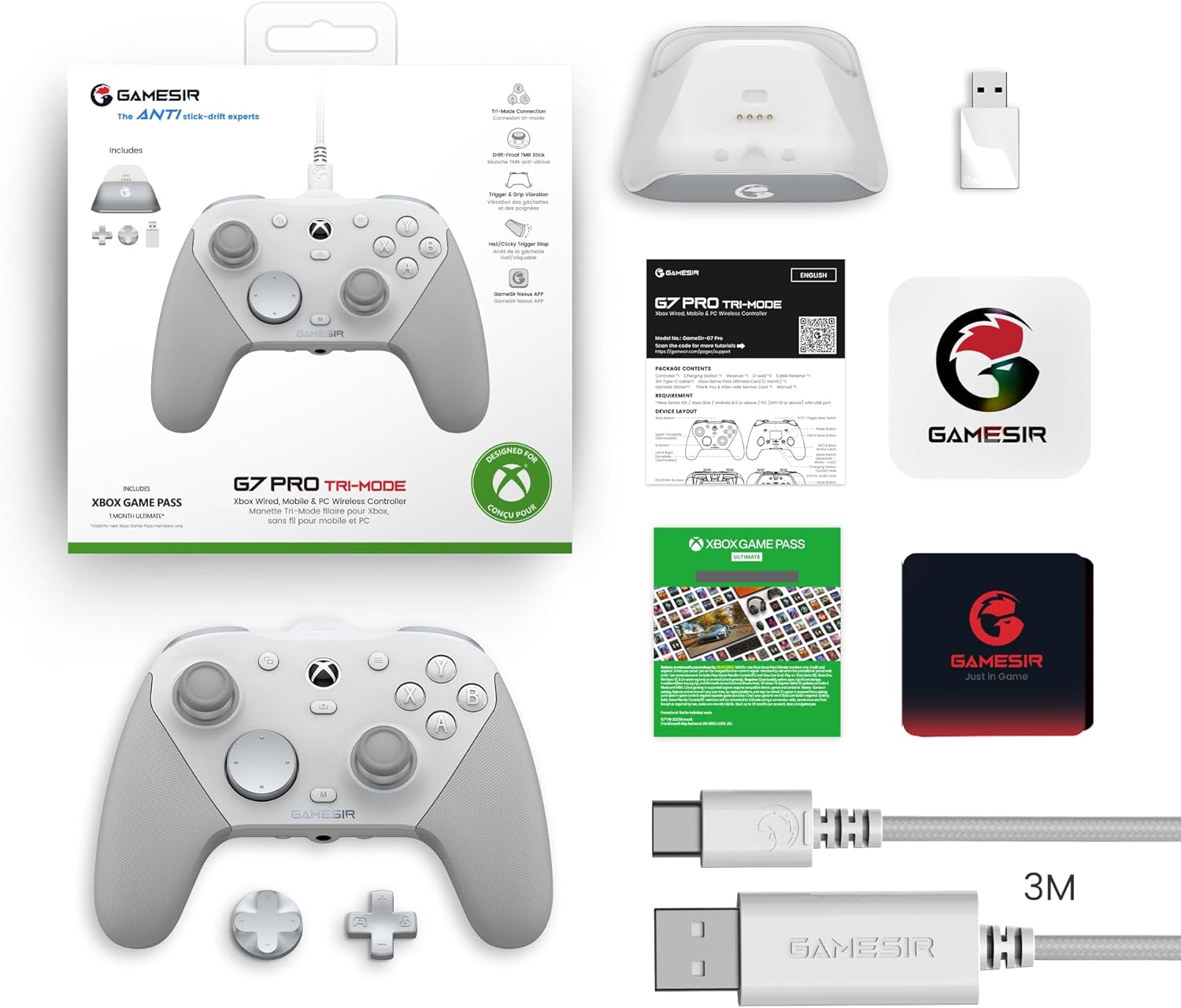 GameSir G7 Pro Wired/Wireless Controller - White