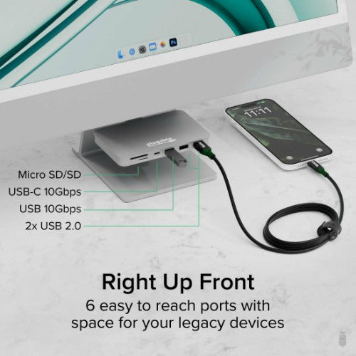 Plugable Technologies USB C Hub for iMac 24 Inch 2021 and 2023, 6-in-1 iMac USB Hub Multiport Adapter with 10Gbps USB-C and USB 3.0, 2X USB 2.0, microSD & SD Card Reader, Not for 2020 and Earlier iMacs (AD-6IN1)