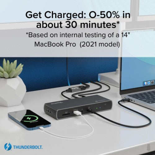 Plugable Technologies Thunderbolt 4 Dock with 100W Charging, Thunderbolt Certified, 3x Thunderbolt Ports, Laptop Docking Station Dual Monitor Single 8K or Dual 4K Monitor, 2.5G Ethernet, 1x SD, 4x USB