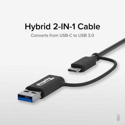 Plugable Technologies 2.5G USB C and USB to Ethernet Adapter, 2-in-1 Adapter Compatible with USB-C Thunderbolt 3 or USB 3.0, USB-C to RJ45 2.5 Gigabit LAN Ethernet, Compatible with Mac and Windows