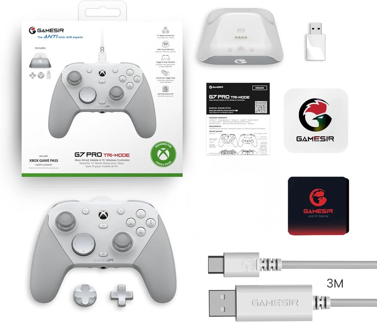 GameSir G7 Pro Wired/Wireless Controller - White