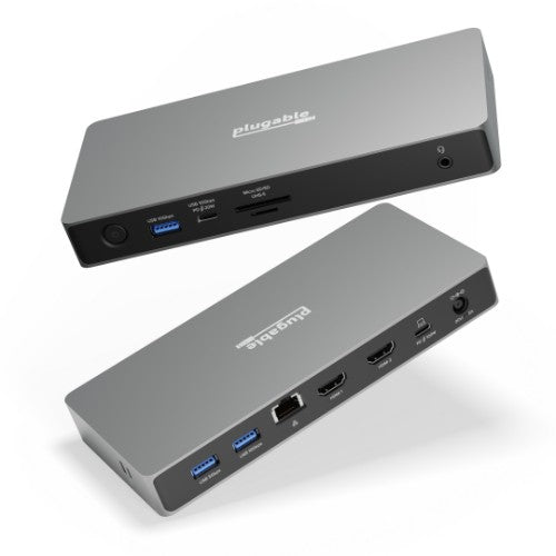Plugable Technologies USB C Docking Station Dual Monitor, 11-in-1, USB4 40G 100W Laptop Charging Dock for Windows and Thunderbolt, 4K HDMI 2.1 up to 120Hz, 2.5Gbps Ethernet, SD Reader, 20W USB-C Charging - Driverless