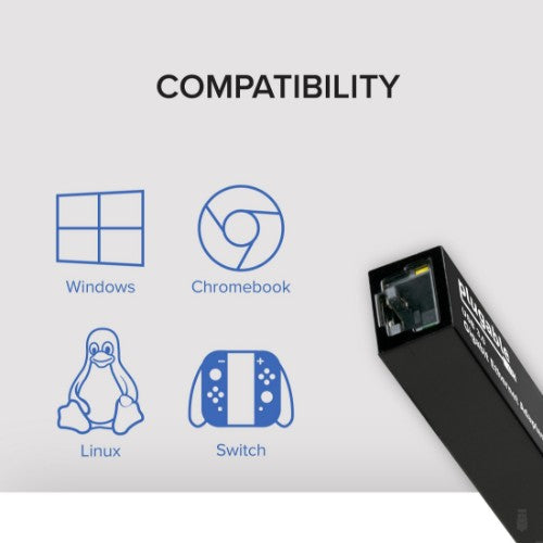 Plugable Technologies USB to Ethernet Adapter, USB 3.0 to Gigabit Ethernet, Supports Windows 11, 10, 8.1, 7, XP, Linux, Chrome OS