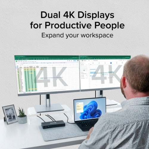 Plugable Technologies USB C Docking Station Dual Monitor 2 HDMI Ports, Power Delivery Dock, Dual 4K Monitor for Windows, ChromeOS, 1x USB-C, 3x USB, Ethernet, and Audio - Driverless (UD-MSTH2)