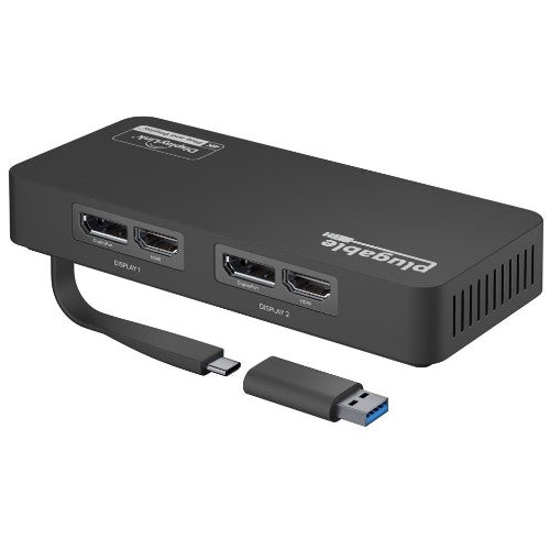 Plugable Technologies 4K DisplayPort and HDMI Dual Monitor Adapter for USB 3.0 and USB-C, Compatible with Windows