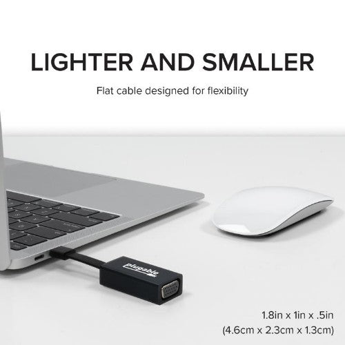 Plugable Technologies USB C to VGA Adapter, Thunderbolt 3 to VGA Adapter Compatible with Macbook Pro, Windows, Chromebooks, 2018 iPad Pro, Dell XPS, and more (Driverless, supports up to 1920x1200 @ 60Hz)