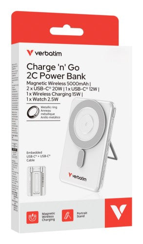 Verbatim Charge'n'Go 2C Power Bank 5000 mAh Silver