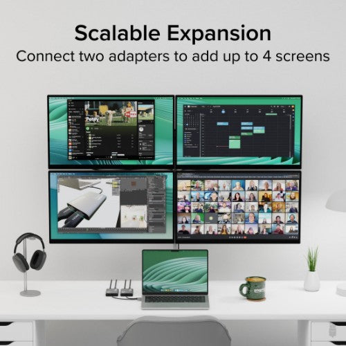 Plugable Technologies USB C to HDMI Adapter, Dual Monitor 4K 60Hz for Apple Mac M1/M2/M3, DisplayLink Multiple Displays for Thunderbolt Macbook or iMac, Driver Required (USBC-6950M)