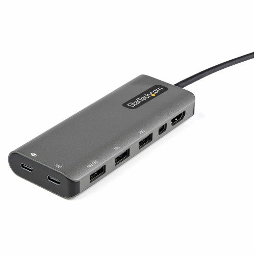 StarTech.com USB C Multiport Adapter - USB-C to HDMI or Mini DisplayPort 4K 60Hz, 100W Power Delivery Pass-Through, 4-Port 10Gbps USB Hub - USB Type-C Mini Dock - w/ 12" Attached Cable