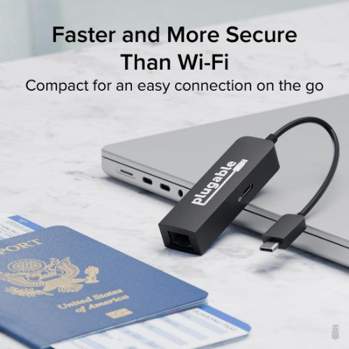 Plugable Technologies USB C to Ethernet Adapter 2.5Gb with 100W USB-C PD Charging, 2.5 Gigabit Type C USB Ethernet Adapter for Windows, MacBook, Chrome, iPad, Surface, XPS, Thunderbolt 4, USB4 (USBC-E2500PD)