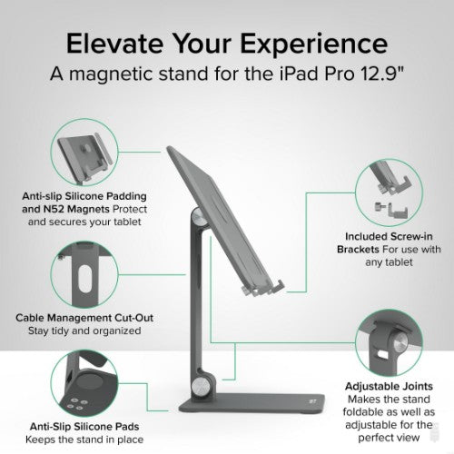 Plugable Technologies Magnetic Tablet Holder for MagSafe iPad Pro 12.9 Stand Portable Foldable 360° Rotating Stand (AMS-STAND13)