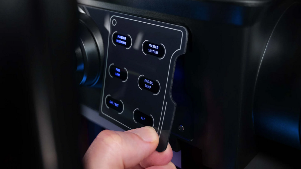 Turtle Beach VelocityOne Flight status indicator panel displaying aircraft warning lights and flight information