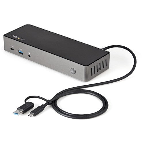 StarTech.com USB-C & USB-A Dock - Hybrid Universal Triple Monitor Laptop Docking Station DisplayPort & HDMI 4K 60Hz - 85W Power Delivery, 6x USB Hub, GbE, Audio - USB 3.1 Gen 2 10Gbps - TAA