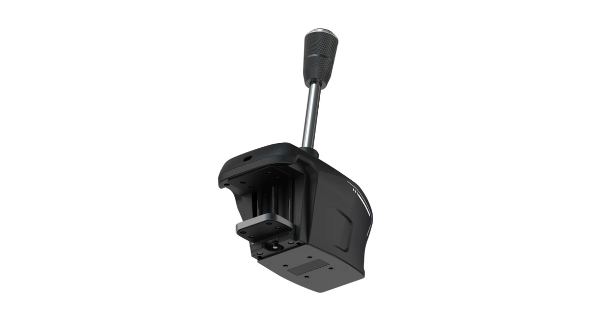 Bottom view of Turtle Beach VelocityOne Multi-Shift handbrake showing the base and mounting design