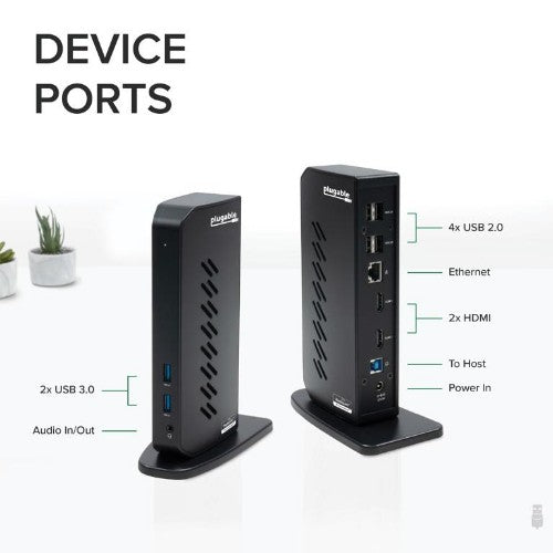 Plugable Technologies UD-3900Z Docking USB 3.2 Gen 1 (3.1 Gen 1) Type-C Black