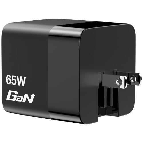Verbatim GaN Charger 65W 2 Port retractable cable display US plugs with EU and UK adaptors