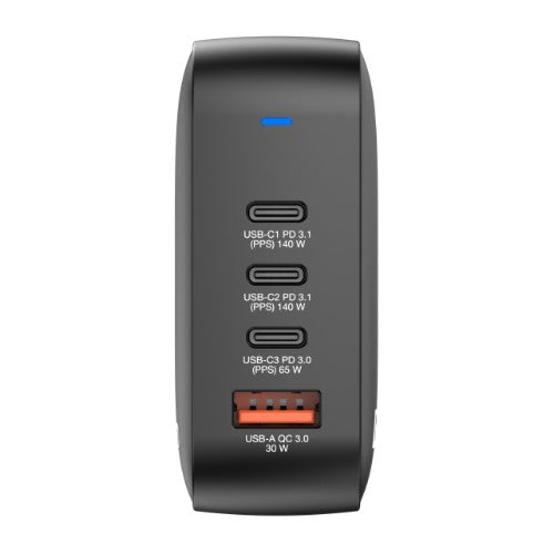 Verbatim Mini GaN Charger 165W 4 Port US plug with EU and UK adaptors