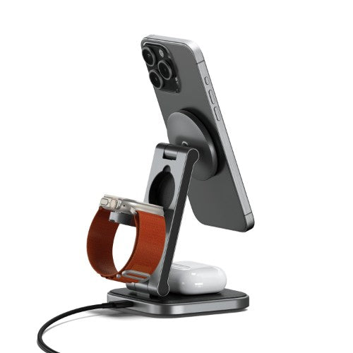 Satechi ST-Q31FM-EA mobile device charger Headphones, Smartphone, Smartwatch Grey, Black USB Wireless charging Indoor
