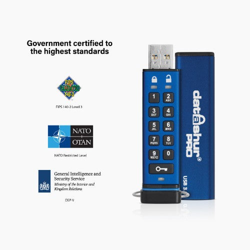 iStorage datAshur PRO 8 GB | Secure Flash Drive | FIPS 140-2 Level 3 Certified| NLNCSA DEP-V Certified | NATO Restricted Certified |AES-XTS 256-bit Hardware Encryption | PIN protected | Dust/Water Resistant