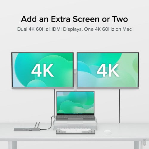 Plugable Technologies 11-in-1 USB-C Hub, 100W USB-C Pass-through, Laptop Docking Station Dual Monitor, 4K 60Hz HDMI, Compatible with Thunderbolt, Windows, Chromebooks, Displays Mirrored on Mac