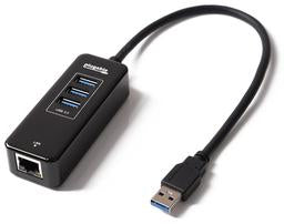 Plugable Technologies USB Hub with Ethernet, 3 port USB 3.0 Bus Powered Hub with Gigabit Ethernet Compatible with Windows, MacBook, Linux, Chrome OS, Includes USB C and USB 3.0 Cables