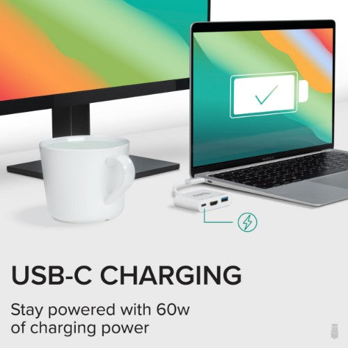 Plugable Technologies USB C to HDMI Multiport Adapter, Driverless 3-in-1 USB C Hub with 4K HDMI Output, USB 3.0 and USB-C Charging Port, Compatible with MacBook, Chromebook, Dell XPS, Thunderbolt 3 and More